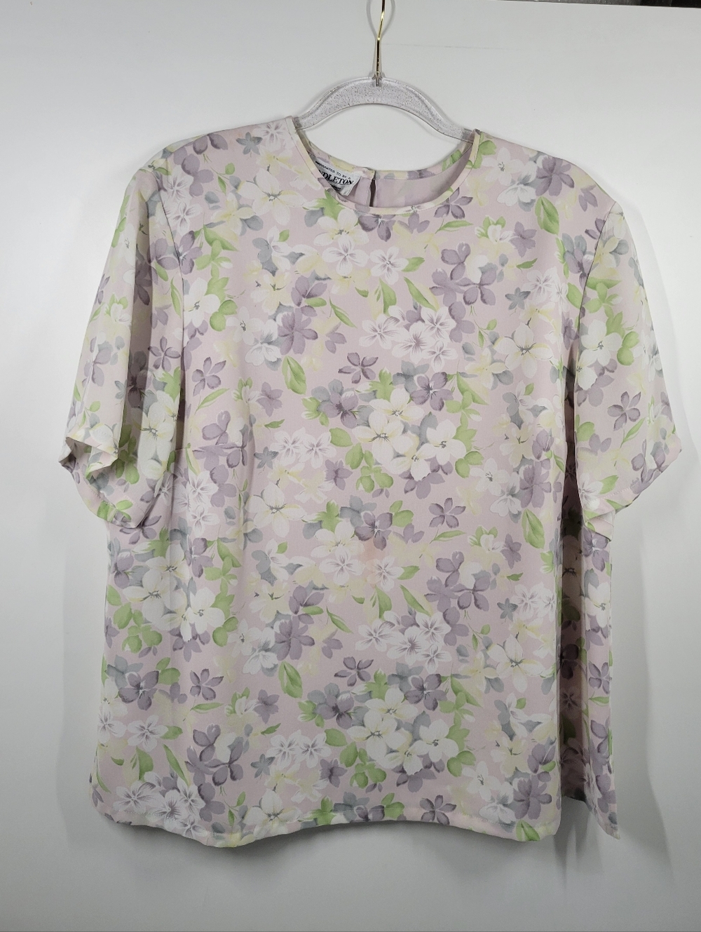 Vintage PENDLETON Purple Floral Short-Sleeve Blouse Top Women Size 16W